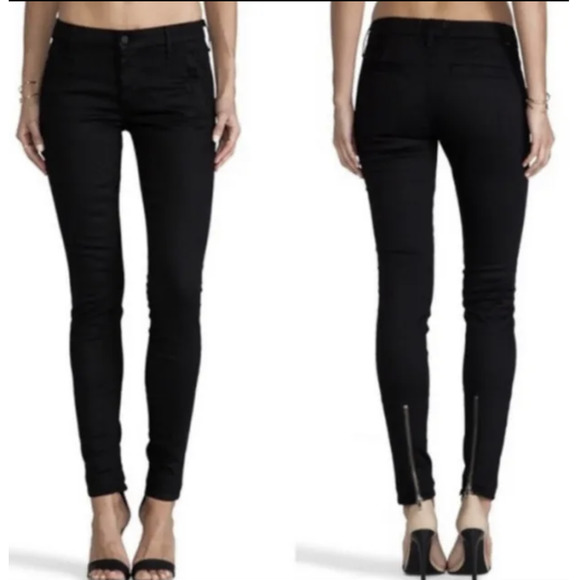 MOTHER + FREJA Midnight At The Oasis Welt Zip Muse Denim Zip Bottom Size 27 - Picture 1 of 13